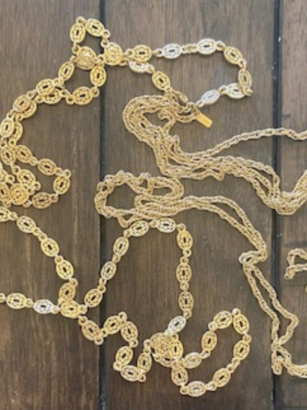 Vintage Monet Gold Tone Three Strand Long Chain Necklace